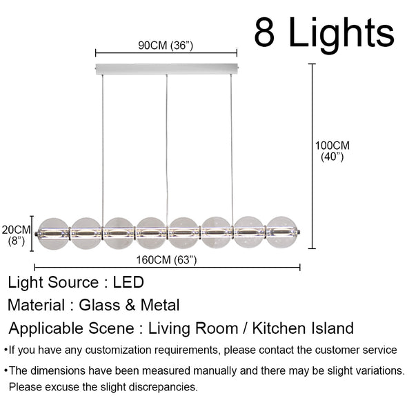 Postmodern Long Glass Chandelier for Living Dining Room Light Fixture