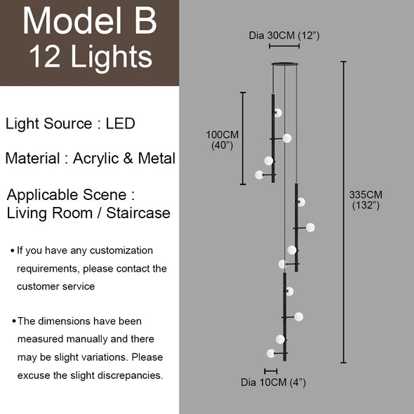 Nordic Small Ball Chandelier for Living Room Staircase Light Fixture