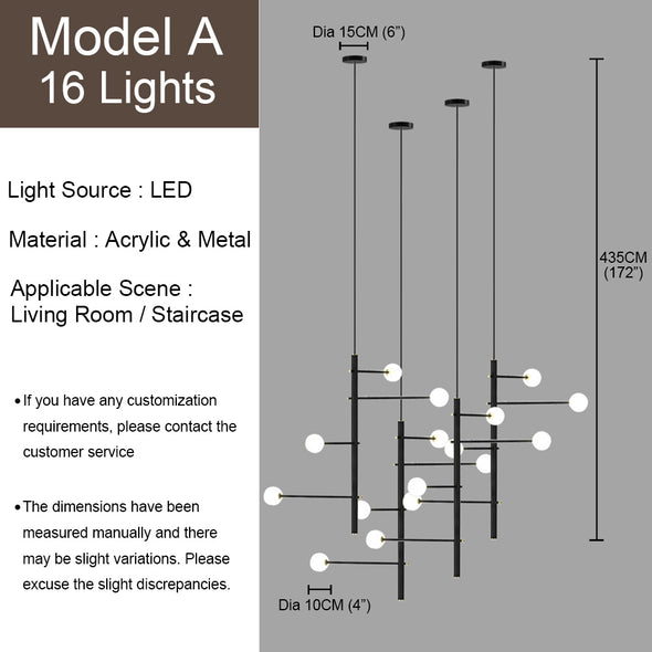 Nordic Small Ball Chandelier for Living Room Staircase Light Fixture