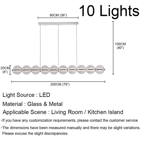 Postmodern Long Glass Chandelier for Living Dining Room Light Fixture