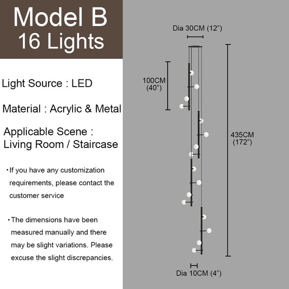 Nordic Small Ball Chandelier for Living Room Staircase Light Fixture