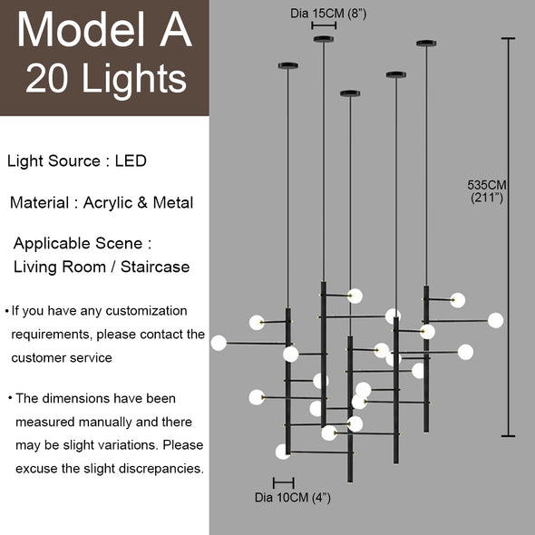Nordic Small Ball Chandelier for Living Room Staircase Light Fixture