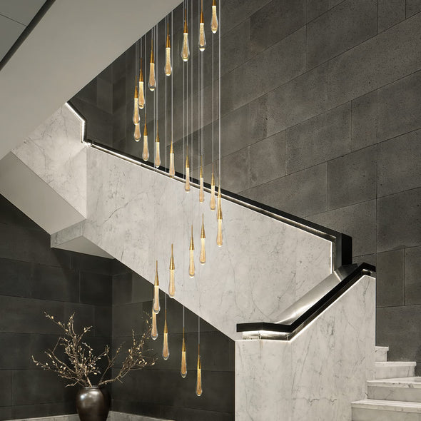 Modern Water Drop Chandelier Crystal Light Fixture for Living Room