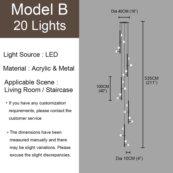 Nordic Small Ball Chandelier for Living Room Staircase Light Fixture
