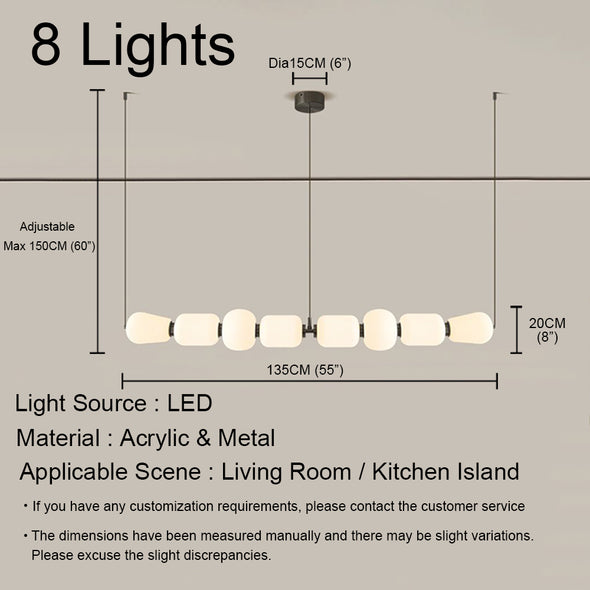 Cream Glass Chandelier for Living Dining Room Kitchen Island