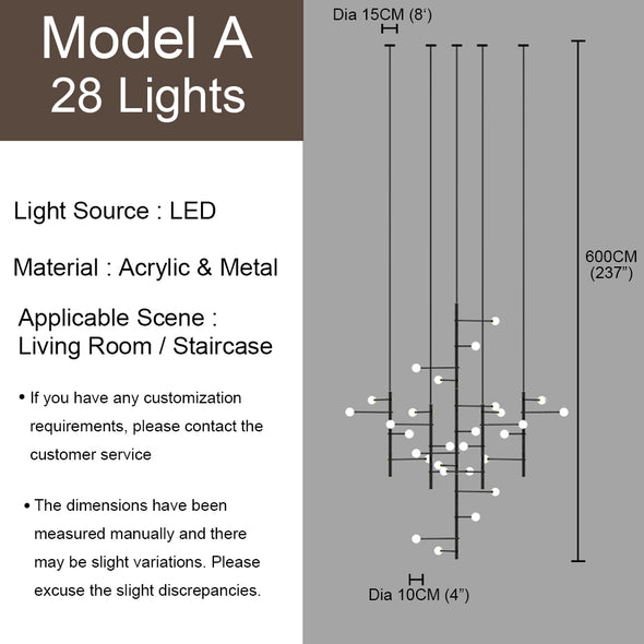 Nordic Small Ball Chandelier for Living Room Staircase Light Fixture