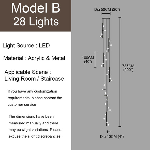 Nordic Small Ball Chandelier for Living Room Staircase Light Fixture