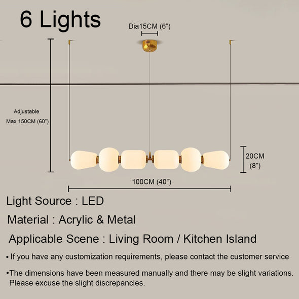 Cream Glass Chandelier for Living Dining Room Kitchen Island