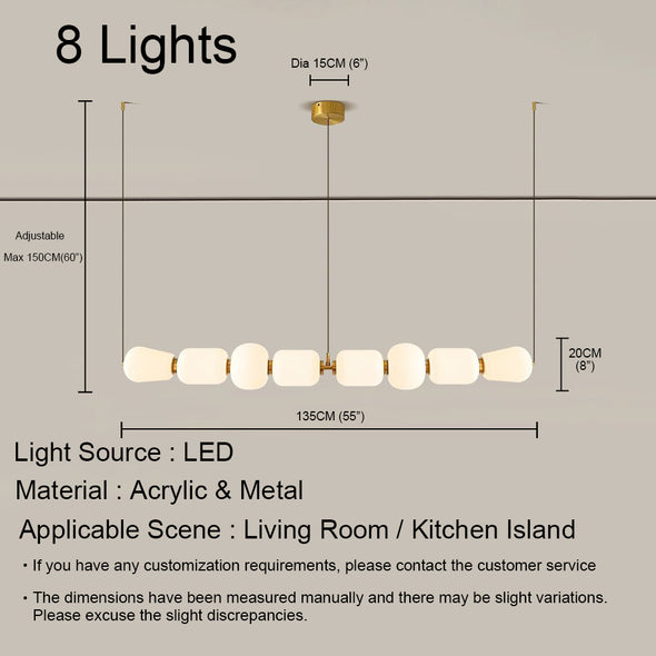 Cream Glass Chandelier for Living Dining Room Kitchen Island