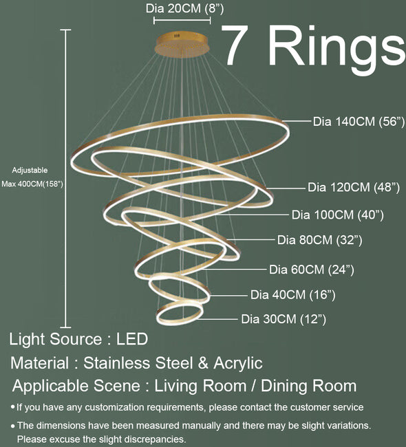 Geometrical Ring Chandelier for Living Room High Ceiling