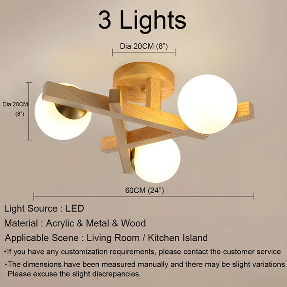 Mid Century Triangular Wooden Chandelier Bedroom Light Fixture for Living Dining Room