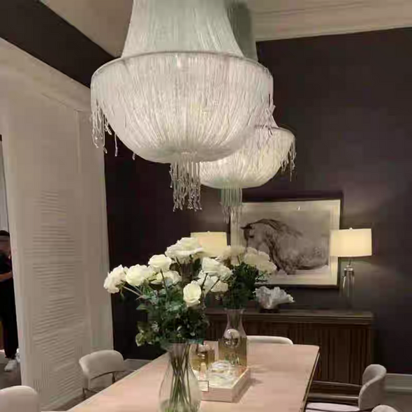 Modern Crystal Chandelier Raindrop Metal LED Hanging Pendant Light for Staircase