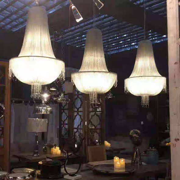 Modern Crystal Chandelier Raindrop Metal LED Hanging Pendant Light for Staircase