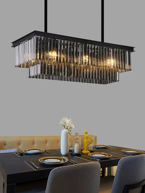 Crystal Square Chandelier Modern Hanging Pendant Lights for Staircase