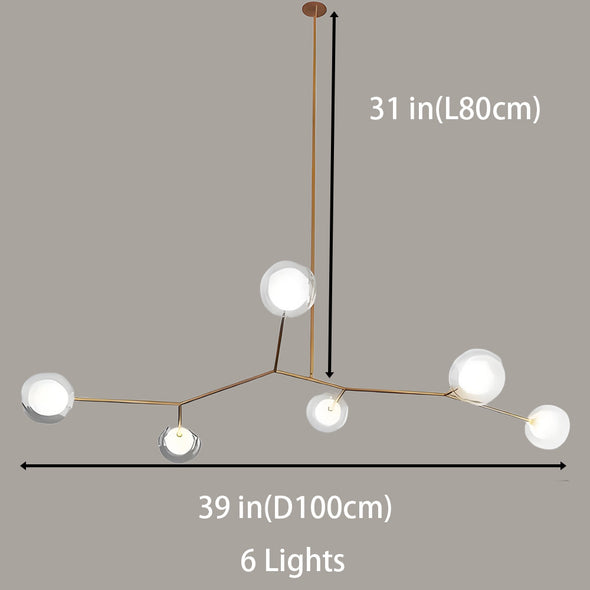 Modern Glass Ball Chandelier Led Hanging Pendant Lights with Bulbs for Staircase
