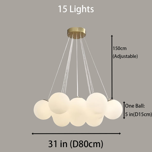 Glass Chandelier Modern Pearl Ball LED Hanging Pendant Lights for Home