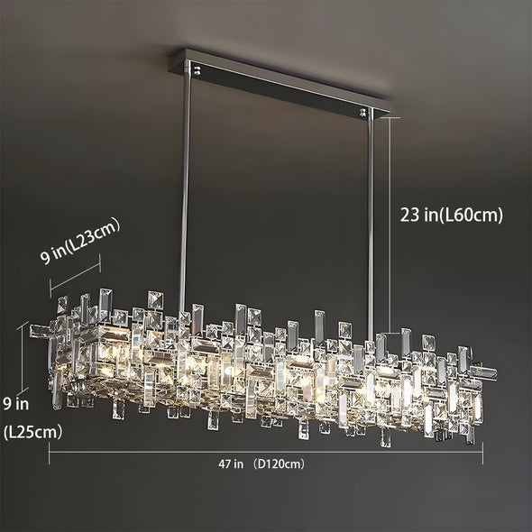 Modern Nordic Crystal Chandelier Square Ceiling Light LED Hanging Lamp Pendant