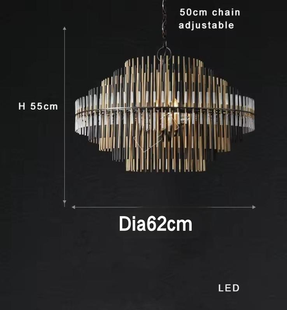 Modern Nordic Crystal Chandelier Round Ceiling Light LED Hanging Lamp Pendant