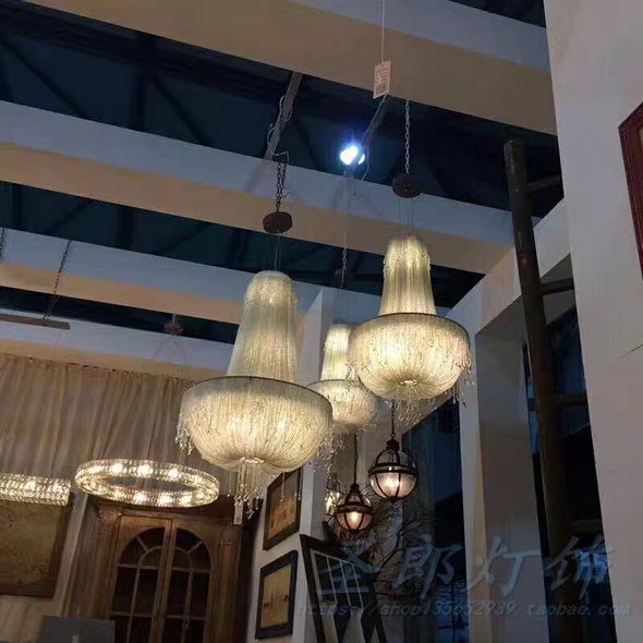 Modern Crystal Chandelier Raindrop Metal LED Hanging Pendant Light for Staircase