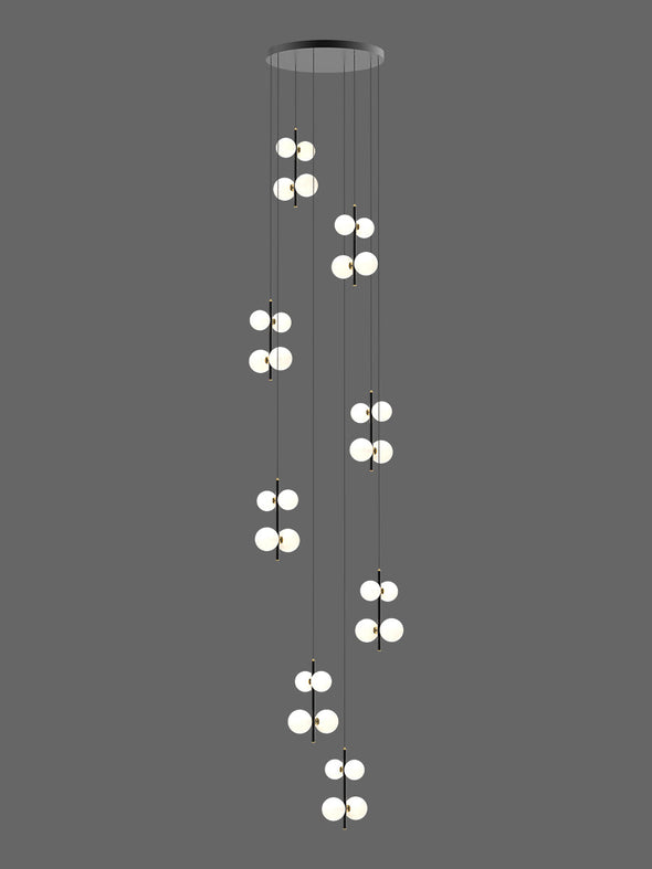 Minimalist White Ball Chandelier High Ceiling Hanging Lamp for Living Room Staircase