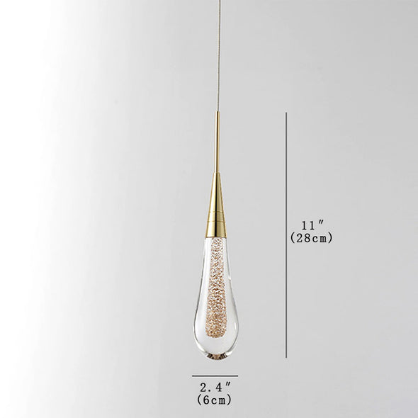 Glass Raindrop Stair Chandelier Novelty Long Chandelier For Staircase