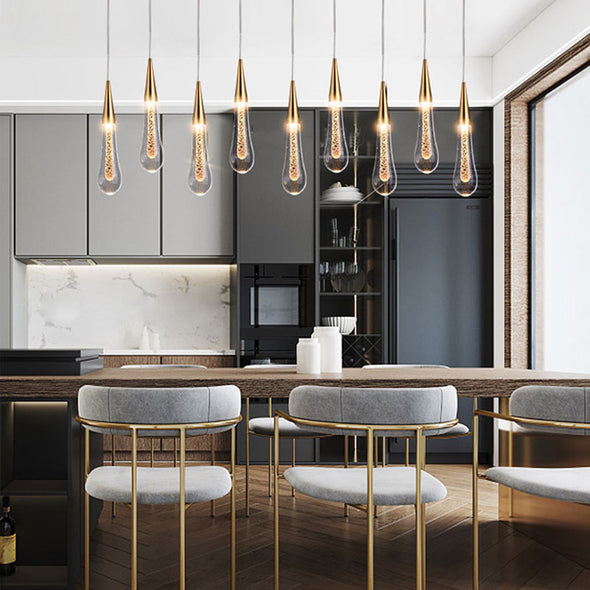 Glass Raindrop Stair Chandelier Novelty Long Chandelier For Staircase