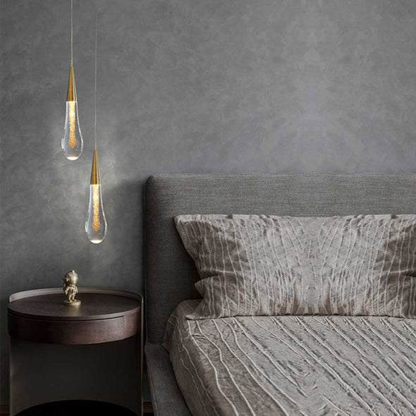 Glass Raindrop Stair Chandelier Novelty Long Chandelier For Staircase