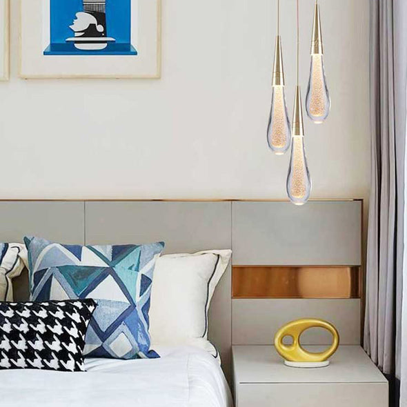 Glass Raindrop Stair Chandelier Novelty Long Chandelier For Staircase