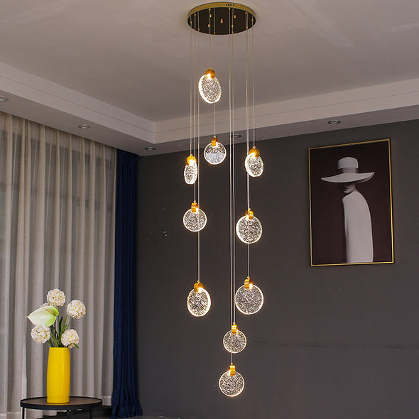Minimalist Glass Chandelier Bubble Crystals Hanging Light For Stair