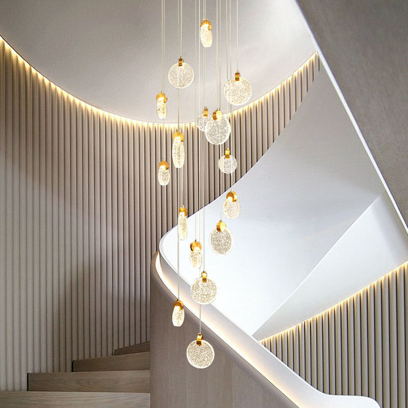 Minimalist Glass Chandelier Bubble Crystals Hanging Light For Stair