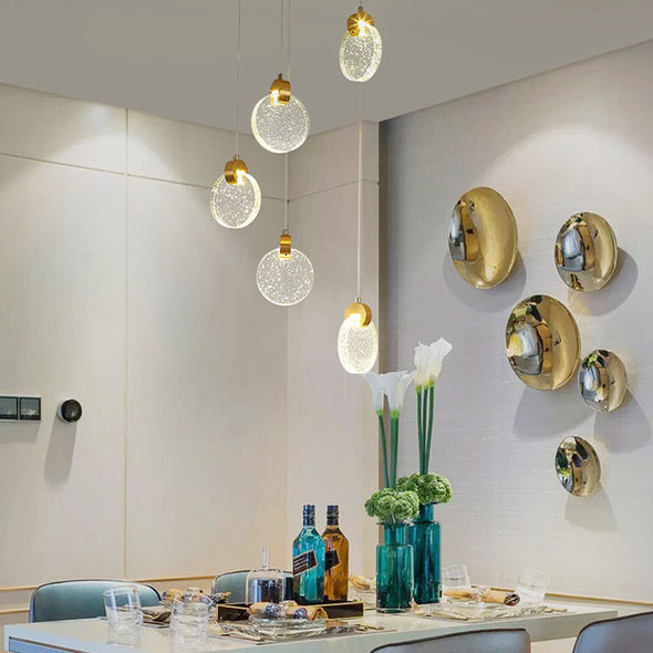 Minimalist Glass Chandelier Bubble Crystals Hanging Light For Stair